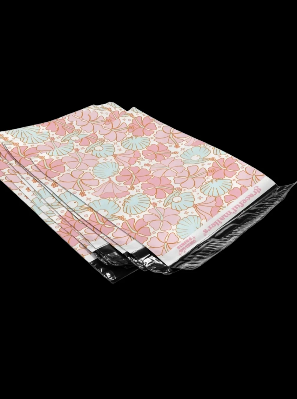 20ct. 10x13 Floral Seashell Polymailers Bonus Random Thank You Cards/Stickers